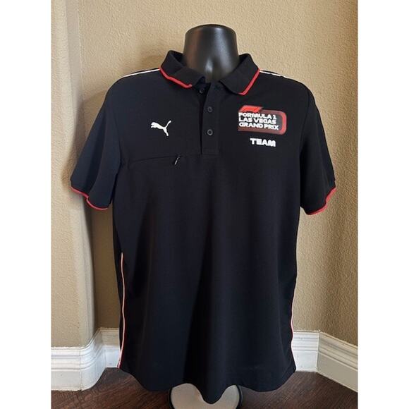 MEN'S LARGE PUMA F1 FORMULA 1 LAS VEGAS GRAND PRIX TEAM BLACK POLO SHIRT - Picture 1 of 11